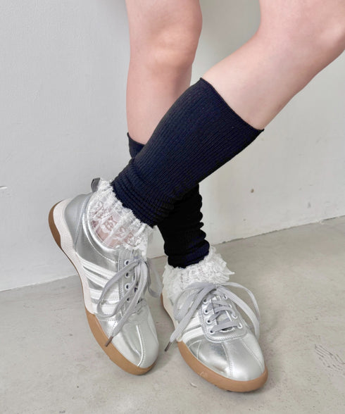 レース付きリブレッグウォーマー | SL6256024 | ブラック