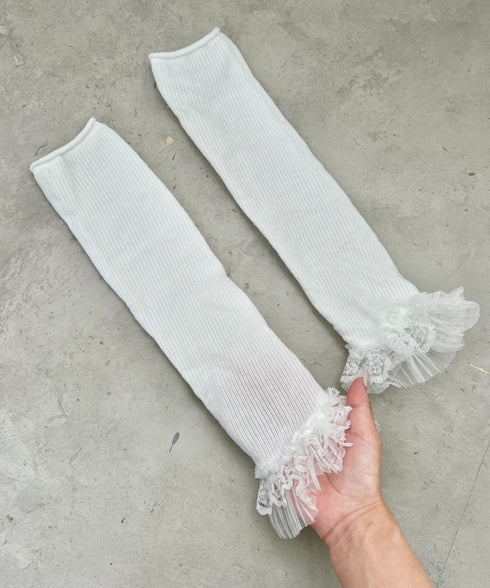 レース付きリブレッグウォーマー | SL6256024 | ホワイト