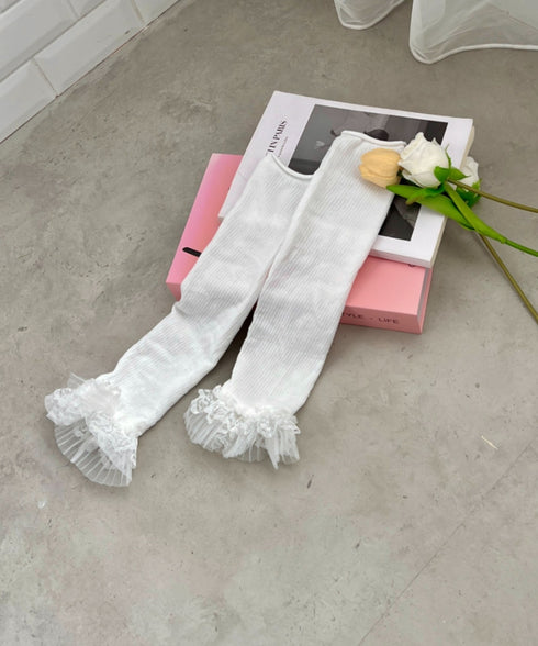 レース付きリブレッグウォーマー | SL6256024 | ホワイト