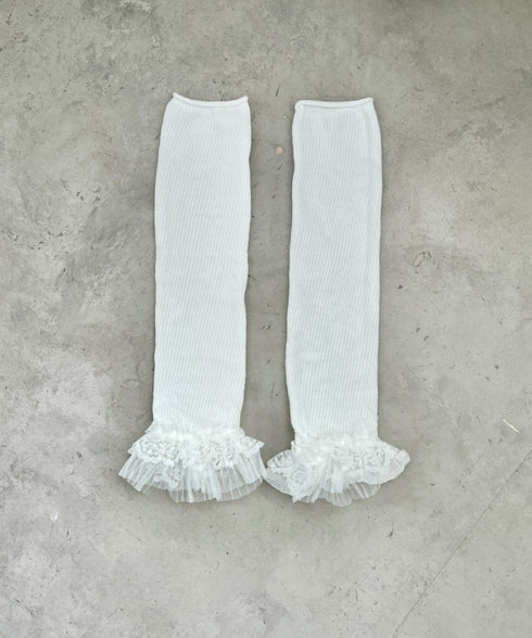 レース付きリブレッグウォーマー | SL6256024 | ホワイト