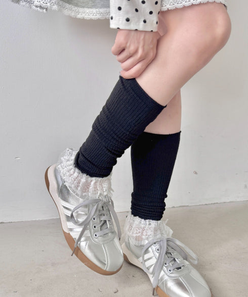 レース付きリブレッグウォーマー | SL6256024 | ブラック