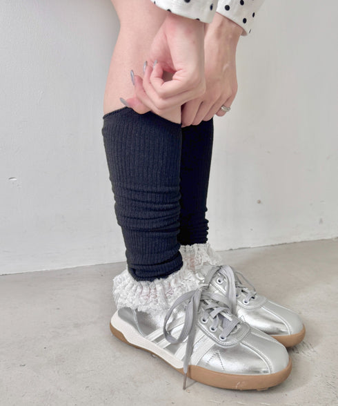 レース付きリブレッグウォーマー | SL6256024 | ブラック