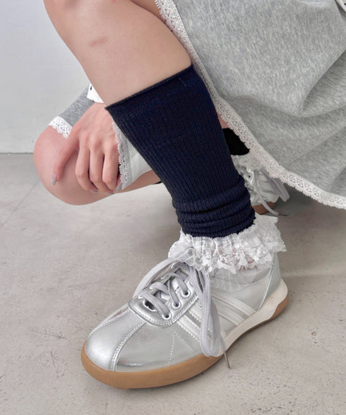 レース付きリブレッグウォーマー | SL6256024 | ブラック