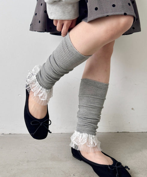 レース付きリブレッグウォーマー | SL6256024 | グレー