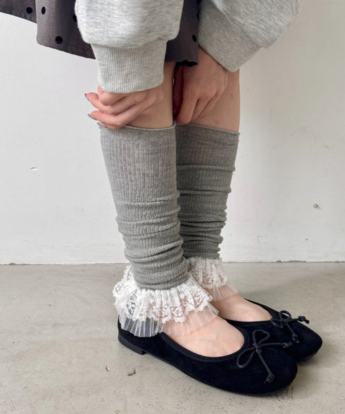 レース付きリブレッグウォーマー | SL6256024 | グレー