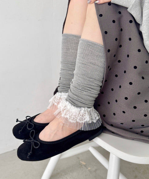 レース付きリブレッグウォーマー | SL6256024 | グレー