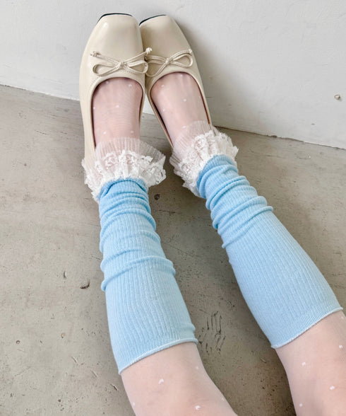 レース付きリブレッグウォーマー | SL6256024 | ライトブルー
