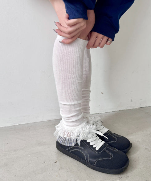 レース付きリブレッグウォーマー | SL6256024 | ホワイト