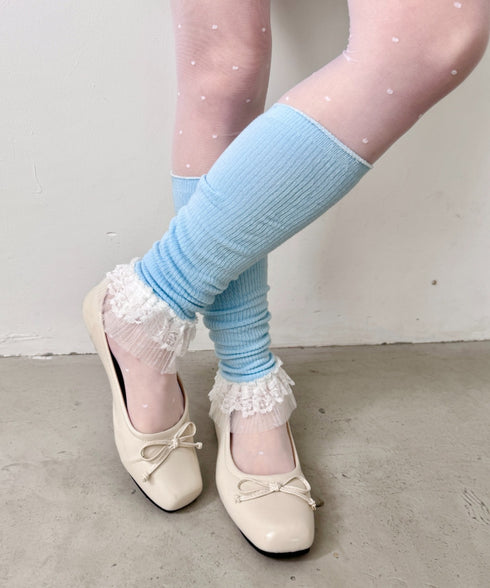 レース付きリブレッグウォーマー | SL6256024 | ライトブルー