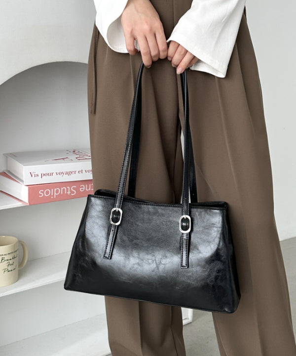 【7色展開】ダブルハンドルスクエアバッグ | CL1256008 | ブラック