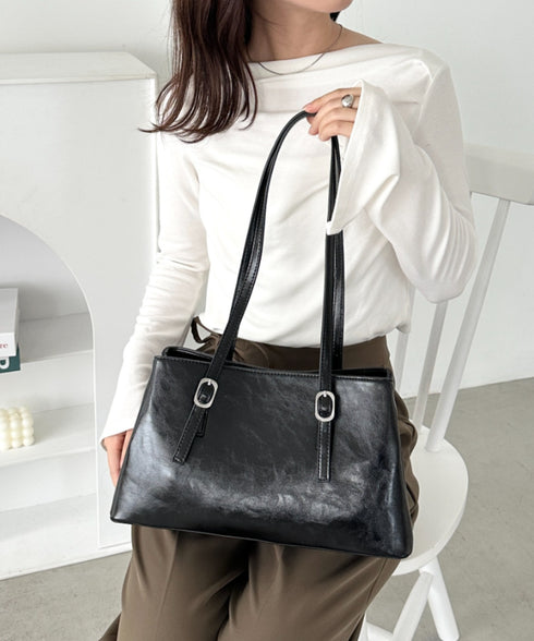 【7色展開】ダブルハンドルスクエアバッグ | CL1256008 | ブラック