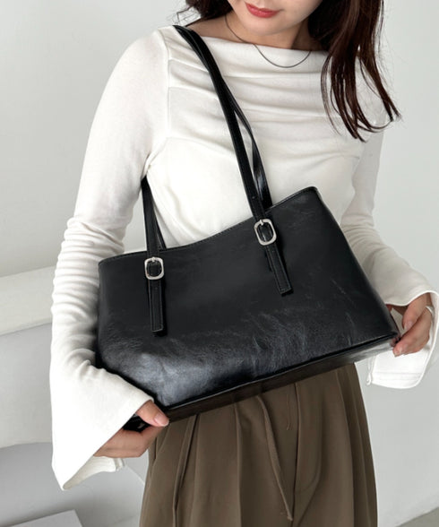 【7色展開】ダブルハンドルスクエアバッグ | CL1256008 | ブラック