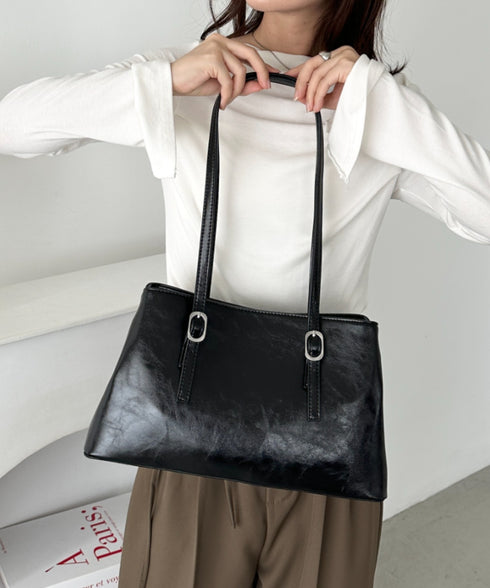 【7色展開】ダブルハンドルスクエアバッグ | CL1256008 | ブラック