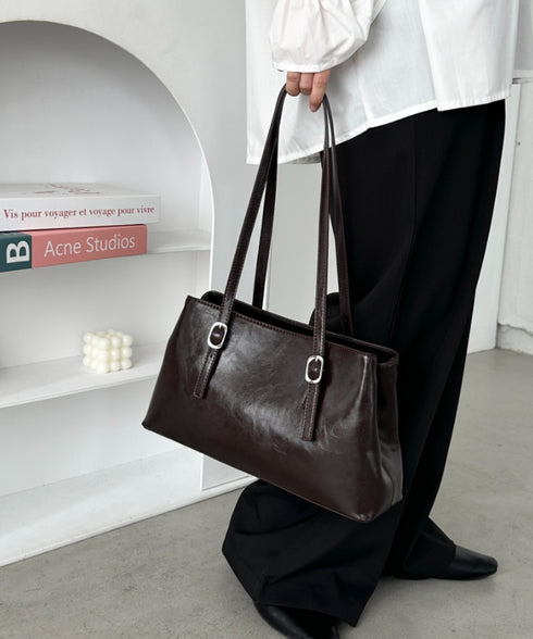 【7色展開】ダブルハンドルスクエアバッグ | CL1256008 | ブラウン