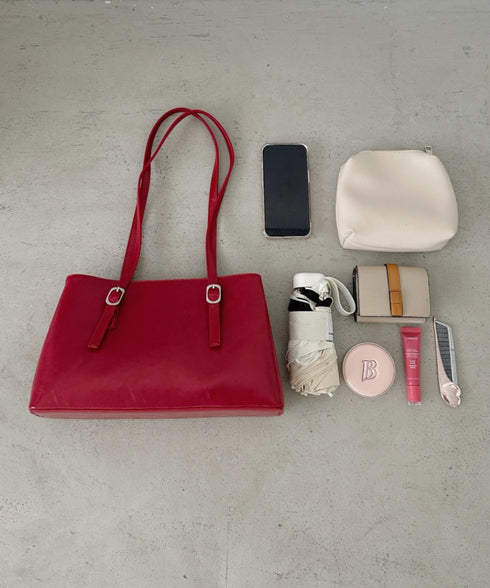 【7色展開】ダブルハンドルスクエアバッグ | CL1256008 | レッド