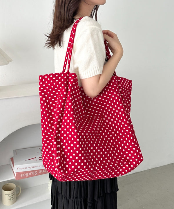 【A4サイズ対応】ドット柄BIGトートバッグ | CL1256009 | レッド
