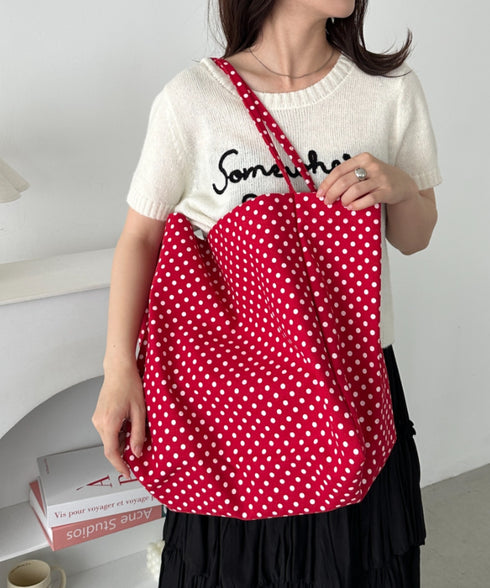 【A4サイズ対応】ドット柄BIGトートバッグ | CL1256009 | レッド