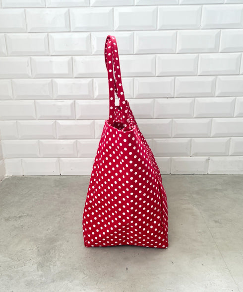 【A4サイズ対応】ドット柄BIGトートバッグ | CL1256009 | レッド