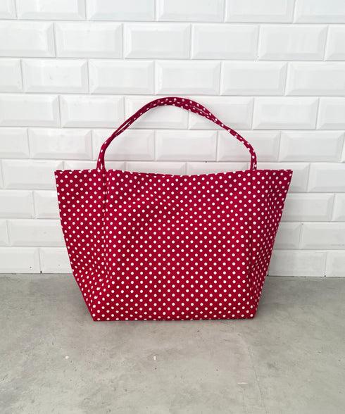 【A4サイズ対応】ドット柄BIGトートバッグ | CL1256009 | レッド