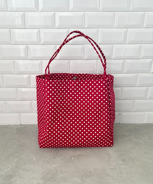 【A4サイズ対応】ドット柄BIGトートバッグ | CL1256009 | レッド