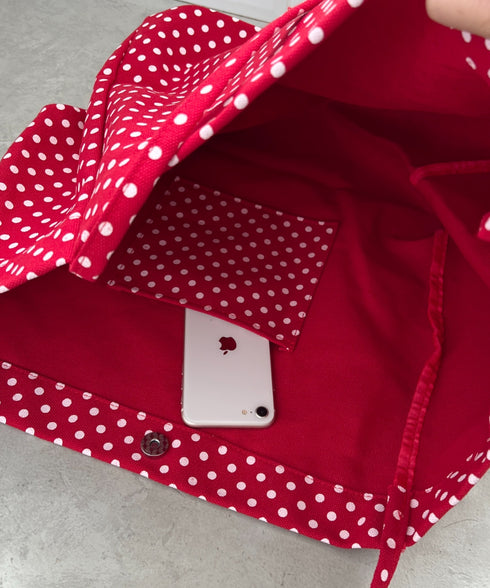 【A4サイズ対応】ドット柄BIGトートバッグ | CL1256009 | レッド