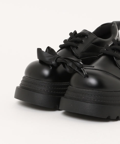 【靴紐2種SET】レースアップ厚底レザーシューズ | LO3256009 | ブラック