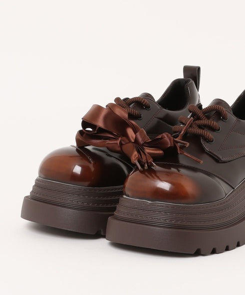 【靴紐2種SET】レースアップ厚底レザーシューズ | LO3256009 | ブラウン