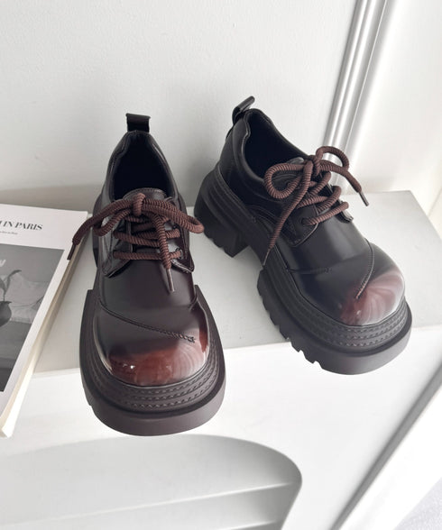 【靴紐2種SET】レースアップ厚底レザーシューズ | LO3256009 | ブラウン