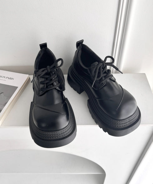 【靴紐2種SET】レースアップ厚底レザーシューズ | LO3256009 | ブラック