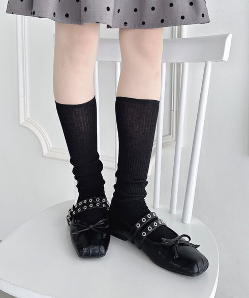 【6色展開】カラーリブハイソックス | LO6256010 | ブラック