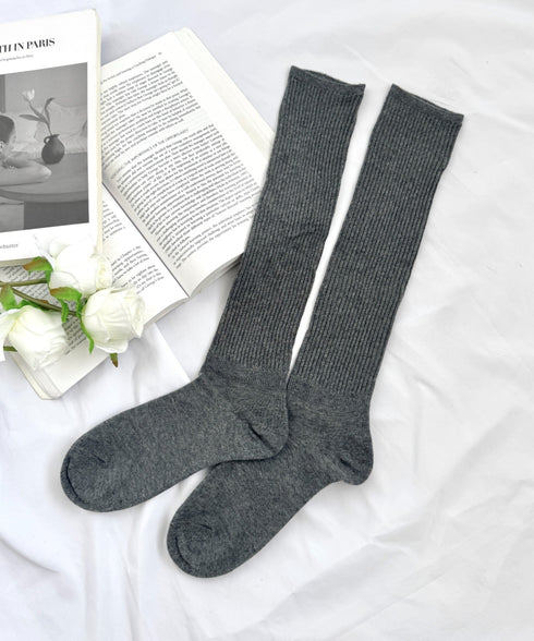 【6色展開】カラーリブハイソックス | LO6256010 | グレー