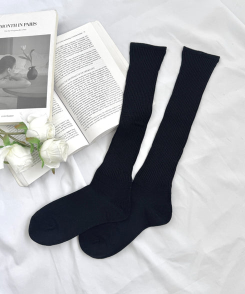 【6色展開】カラーリブハイソックス | LO6256010 | ブラック