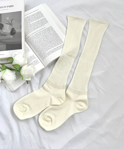 【6色展開】カラーリブハイソックス | LO6256010 | アイボリー