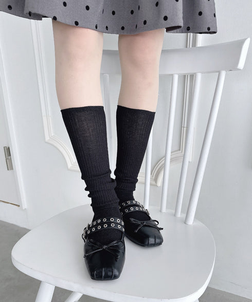 【6色展開】カラーリブハイソックス | LO6256010 | ブラック