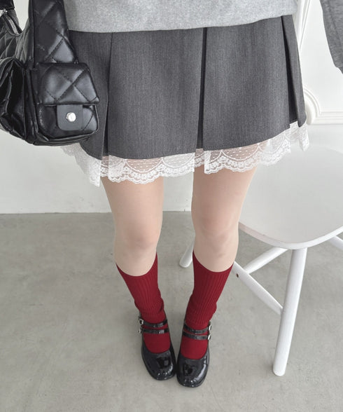 【6色展開】カラーリブハイソックス | LO6256010 | レッド