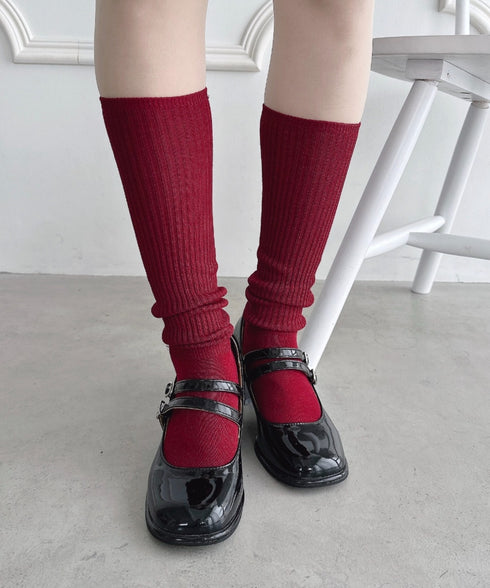 【6色展開】カラーリブハイソックス | LO6256010 | レッド