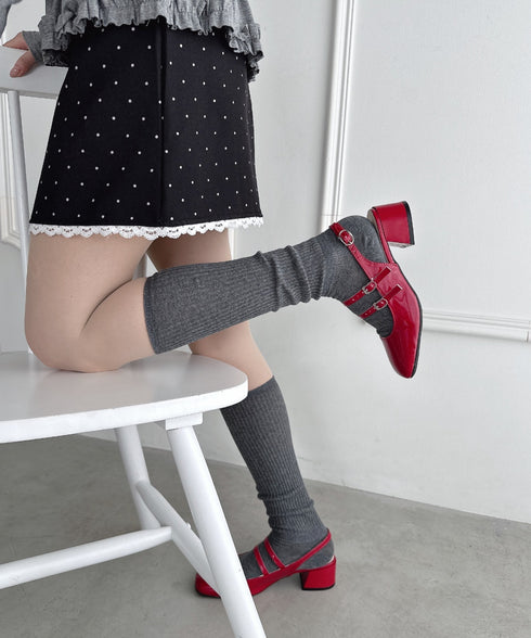 【6色展開】カラーリブハイソックス | LO6256010 | グレー