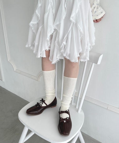 【6色展開】カラーリブハイソックス | LO6256010 | アイボリー