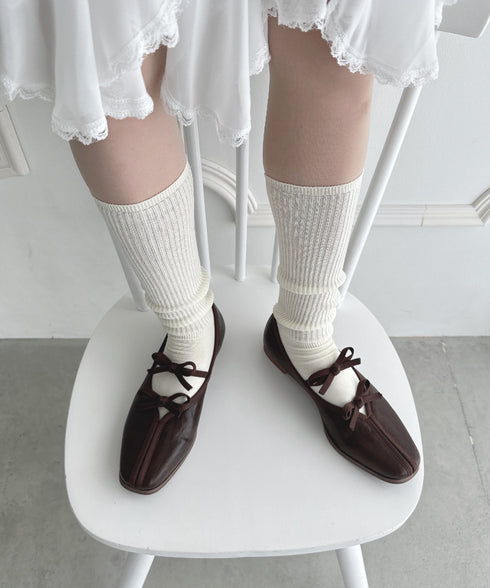 【6色展開】カラーリブハイソックス | LO6256010 | アイボリー