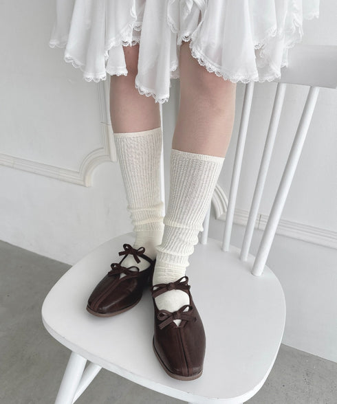 【6色展開】カラーリブハイソックス | LO6256010 | アイボリー