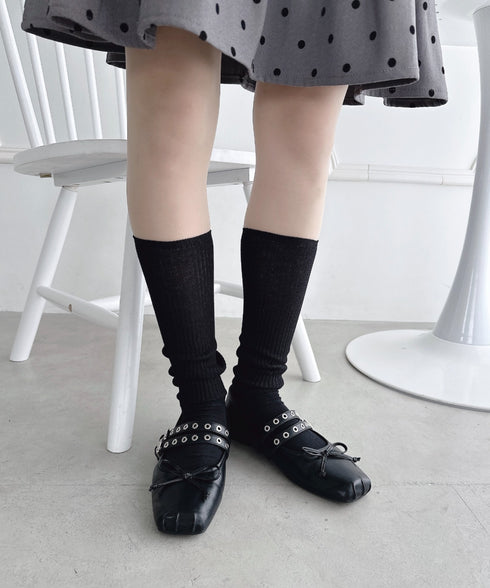 【6色展開】カラーリブハイソックス | LO6256010 | ブラック