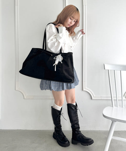 フェイクスウェードBIGトートバッグ | LO1256012 | ブラック