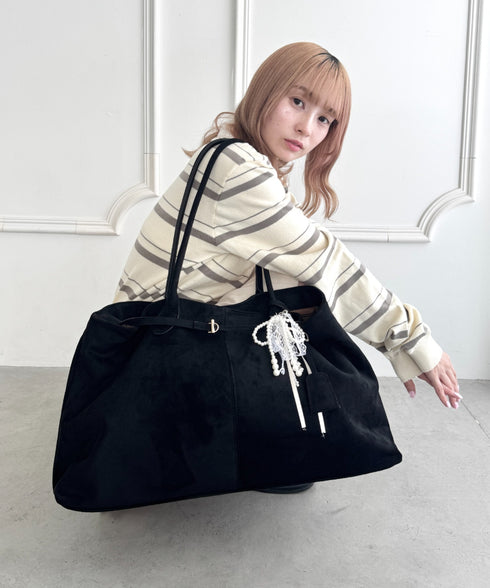 フェイクスウェードBIGトートバッグ | LO1256012 | ブラック