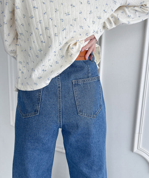 コットンレースポケットデニムパンツ | LO2256013 | ブルー