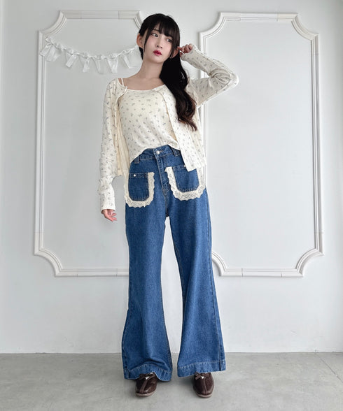 コットンレースポケットデニムパンツ | LO2256013 | ブルー