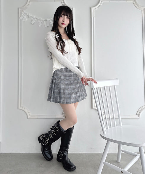 【2点SET】透かし編みリボンキャミ+レーストリムカーディガン | LO2256014 | ホワイト