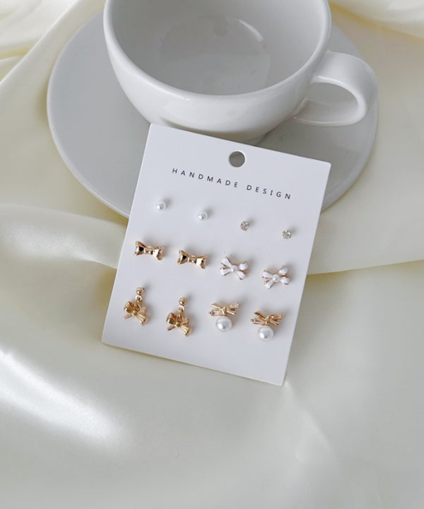 リボンモチーフ6ペアセットピアス | SW4251001 | ゴールド