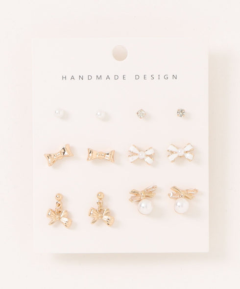 リボンモチーフ6ペアセットピアス | SW4251001 | ゴールド