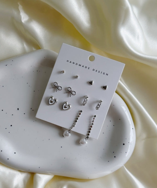 リボン/ハートモチーフ6ペアセットピアス | SW4251002 | シルバー