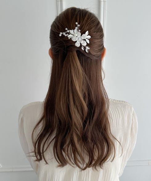 フラワーパールヘアクリップ | SW4251006 | ホワイト